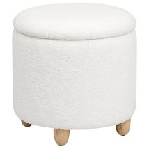 Coaster Fine Furniture 910229 Valia - Faux Sheepskin Upholstered Round Storage Ottoman - Ivory
