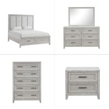 New Classic 00-2442-35C New Classic 00-2442-35C Fiona - 5/0 Queen 5 Piece Bedroom Set (Bed & Dresser & Mirror & Chest & Nightstand) - Gray