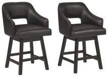 Signature Design by Ashley® D380-924 Tallenger - Black / Dark Brown - UPH Swivel Barstool (Set of 2)