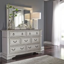 Liberty Furniture 520-BR-DM Abbey Park - Dresser & Mirror - Antique White