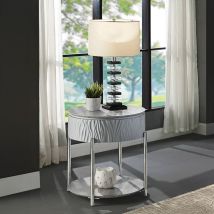 ACME LV02412 Yukino - End Table - Gray High & Chrome
