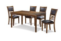 New Classic D1701-160-BRN New Classic D1701-160-BRN Gia - 5 Piece Dining Set (Table & 4 Chairs) - Brown - Wood
