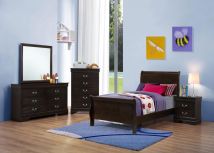 CoasterEveryday 202411T-S4 Louis Philippe - 4 Piece Twin Bedroom Set - Cappuccino
