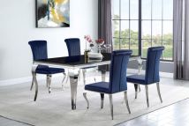 CoasterElevations 115071-S5B Carone - 5 Piece Rectangular Glass Dining Set - Chrome And Blue