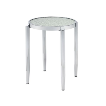 ACME LV00573 Abbe - End Table - Glass & Chrome Finish