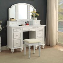 Furniture of America CM-DK6848WH Athy - Vanity With Stool - White