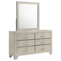 Coaster Fine Furniture 225063M Trenton - 6-Drawer Bedroom Dresser With Mirror - Rustic Cream