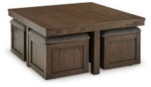 Ashley Furniture T738-20 Boardernest - Cocktail Table With 4 Stools (Set of 5) - Brown
