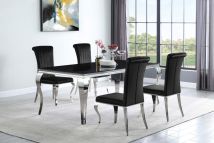 CoasterElevations 115071-S5 Carone - 5 Piece Rectangular Glass Dining Set - Chrome And Black