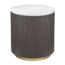 CoasterEveryday 710417 Jason - Round Marble Top Side End Table - White And Charcoal