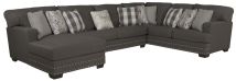 Jackson 5473/72/30/75-58 Jackson 5473/72/30/75-58 Crawford - 3 Piece Sectional With LSF Chaise And 10 Included Accent Pillows - Dark Gray