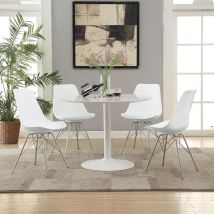 Coaster Fine Furniture 105261-S5W Lowry - 5 Piece Round Dining Table Set - White
