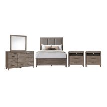 New Classic 00-B3412-35N New Classic 00-B3412-35N Harrisburg - 5/0 Queen 5 Piece Bedroom Set (Bed, Dresser, Mirror, 2 Nightstands) - Walnut