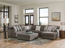 Jackson 5473/62/30/76/28-58 Crawford - 3 Piece Sectional With RSF Chaise, 10 Included Accent Pillows And Cocktail Ottoman - Dark Gray