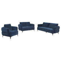 Coaster Fine Furniture 509041-S3 Lively - 3 Piece Chenille Upholstered Sofa Set - Blue