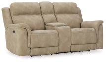 Ashley Furniture 5930218 Ashley Furniture 5930218 Next-Gen Durapella - Power Reclining Loveseat With Console/Headrest - Sand