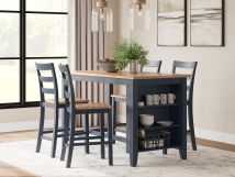 Ashley Furniture D399/13/124(2) Ashley Furniture D399/13/124(2) Gesthaven - 5 Pc. - Rectangular Dining Room Counter Table, 4 Barstools - Natural / Blue