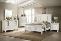 CoasterEssence 201301Q-S5 Sandy Beach - Queen 5 Piece Bedroom Set - Cream White