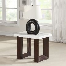 ACME LV03206 Edwyn - End Table With Marble Top - White