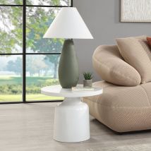 ACME LV04226 Zaid - End Table - Engineering Marble & White High Gloss Finish