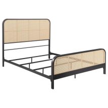 Coaster Fine Furniture 360250Q Lanewood - Open Cane Rattan Metal Queen Bed - Black