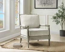 ACME AC01165 Saraid - Accent Chair - Beige Linen & Gray Oak Finish