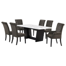 CoasterElevations 115511-S7BV Sherry - 7 Piece Rectangular Marble Top Dining Table Set - Brown