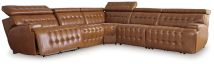 Signature Design by Ashley® U92708S4 Temmpton - Chocolate - 5-Piece Power Reclining Sectional