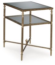 Signature Design by Ashley® T440-3 Cloverty - Aged Gold Finish - Rectangular End Table