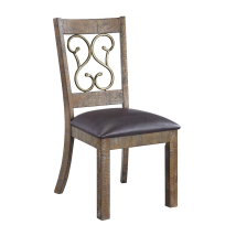 ACME DN00981 Raphaela - Side Chair (Set of 2) - Black PU & Weathered Cherry Finish