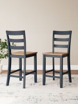 Signature Design by Ashley® D399-124 Gesthaven - Natural / Blue - Barstool (Set of 2)