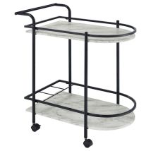 CoasterEveryday 181376 Desiree - 2-Tier Faux Marble Shelf Metal Bar Cart - Black