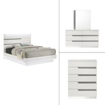 New Classic 00-B69-34C New Classic 00-B69-34C Paradox - 5/0 Queen 4 Piece Bedroom Set (Bed & Dresser & Mirror & Chest) - White