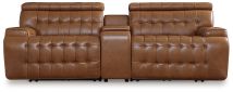 Signature Design by Ashley® U92708S2 Temmpton - Chocolate - 3-Piece Power Reclining Sectional Loveseat With Console