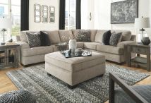 Signature Design by Ashley® 56103/55/46/49/11 Bovarian - Stone - 4 Pc. - Left Arm Facing Loveseat 3 Pc Sectional, Ottoman