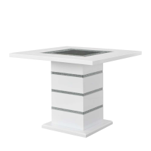 ACME DN00817 Elizaveta - Counter Height Table - Gray Velvet, Faux Crystal Diamonds &White High Gloss Finish