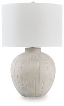 Ashley Furniture L235824 Calbert - Poly Table Lamp - Warm Gray