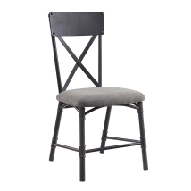 ACME DN01058 Edina - Side Chair (Set of 2) - Gray Fabric, Oak & Sandy Black Finish
