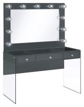 CoasterEssence 935923 Afshan - 3-Drawer Vanity Set With Lighting - Gray High Gloss
