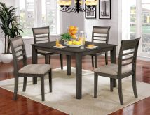 Furniture of America CM3607T-5PK Taylah - 5 Piece Dining Table Set - Weathered Gray / Beige
