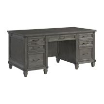 Intercon FR-HO-6631ED-PEW-C Foundry - Executive Desk - Brushed Pewter