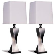 CoasterEveryday 1497 Keene - Tapered Shade Table Lamp Silver (Set of 2) - Distressed Silver