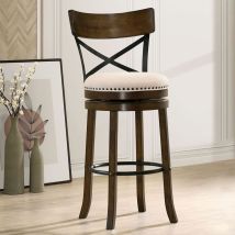Furniture of America CM-BR1855A-29-2PK Clarence - Swivel Barstool (Set of 2) - Oak