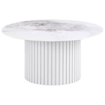 Coaster Fine Furniture 708338 Rowena - Round Sintered Stone Coffee Table - White Faux Marble