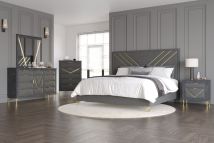 New Classic 00-B1826-25C New Classic 00-B1826-25C Symmetry - Western King 5 Piece Bedroom Set (Bed, Dresser, Mirror, Chest, Nighstand) - Gray