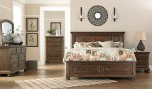 Signature Design by Ashley® B719/31/36/46/58/76/99 Flynnter - Medium Brown - 6 Pc. - Dresser, Mirror, Chest, King Panel Bed With 2 Storage Drawers