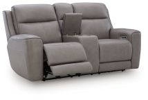 Ashley Furniture PCU1090018 5Z-Comfort - Power Reclining Loveseat With Console / Adj Headrest - Coin