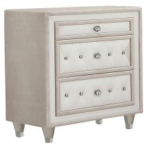 CoasterElevations 223522 Antonella - Upholstered 3-Drawer Nightstand - Ivory And Camel