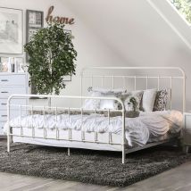 Furniture of America CM7701WH-EK Iria - Eastern King Bed - Vintage White