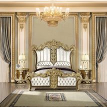 ACME BD20001EK Desiderius - Eastern King Bed - Antique Gold & Hand Painted Brown